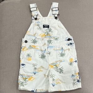 OshKosh B'gosh Kids Overalls - White with Yellow and Blue Print